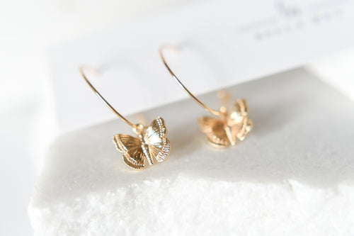 Gabrielle butterfly hoops | 18k gold plated | non- tarnish