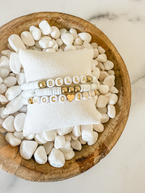 Personalized HOCO bracelet stack corsage