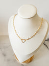 Natalie paperclip necklace with open heart charm