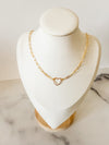 Natalie paperclip necklace with open heart charm