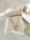 Natalie paperclip necklace with open heart charm