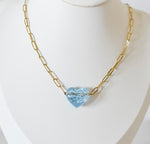 Bella acrylic heart paperclip necklace | blue