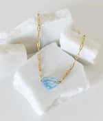 Bella acrylic heart paperclip necklace | blue