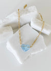 Bella acrylic heart paperclip necklace | blue