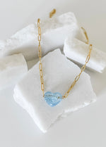 Bella acrylic heart paperclip necklace | blue