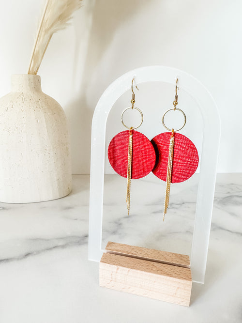 The Emily leather earring {red}