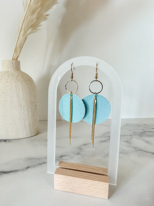 The Emily leather earring {powder blue}
