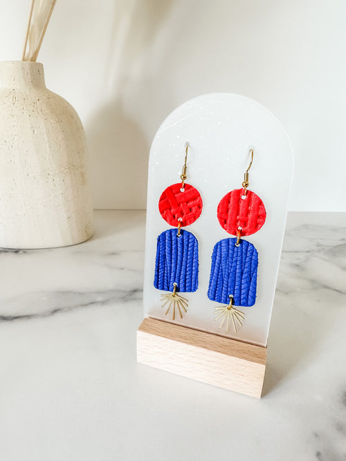 The Laura leather earrings { red & blue}