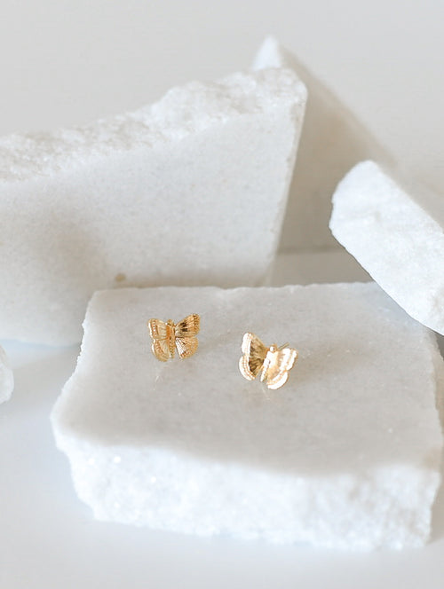 The Eva butterfly gold plated studs