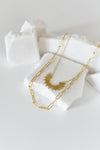 hailey layered paperclip necklace & sunburst charm necklace
