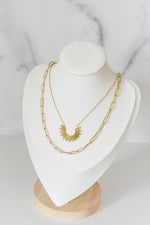 hailey layered paperclip necklace & sunburst charm necklace