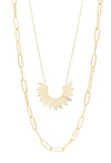 hailey layered paperclip necklace & sunburst charm necklace