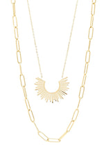 hailey layered paperclip necklace & sunburst charm necklace