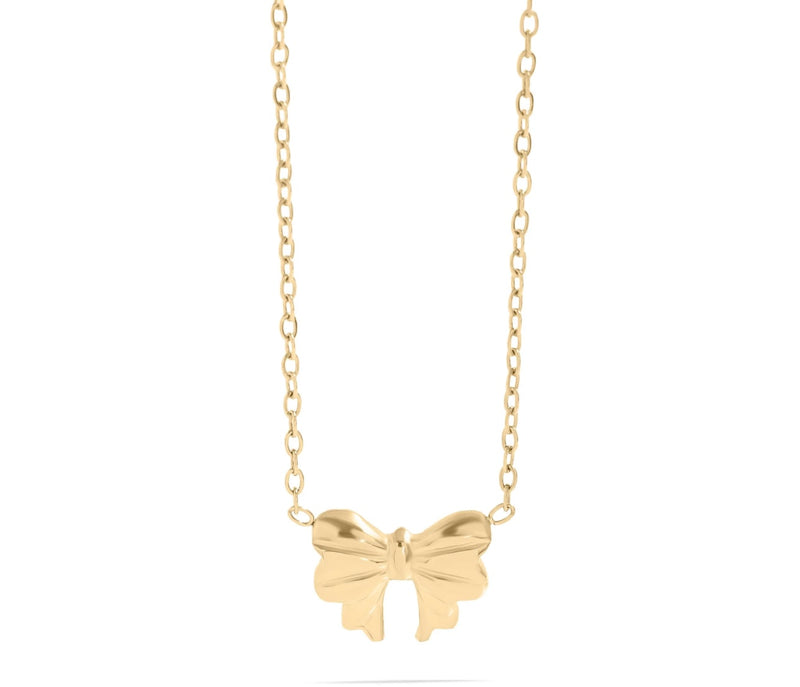 Ruby bow charm necklace