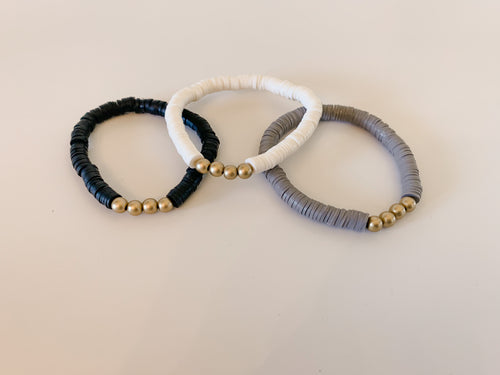 Hieshi bead bracelet {black , white , gray}